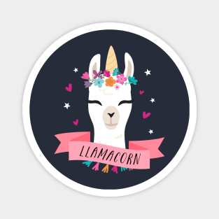 Cute Boho Flower Crown Llamacorn Magnet